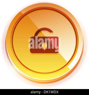 Glossy isolated bright button with shadow Stock Vector