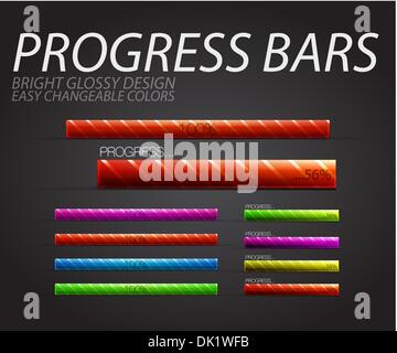 Colorful progress bar elements in variations Stock Vector