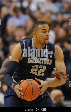 Jan. 29, 2011 - Philadelphia, Pennsylvania, U.S - Georgetown Hoyas forward Julian Vaughn (22) with the ball during game action. At the half Georgetown leads Villanova 32-26 in a big East battle in a game being played at Wells Fargo Center in Philadelphia, Pennsylvania (Credit Image: © Mike McAtee/Southcreek Global/ZUMAPRESS.com) Stock Photo