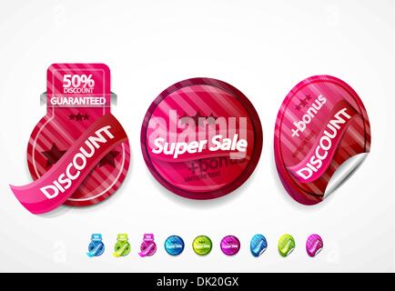Vector price and sale tags | labels | icons with ribbon Stock Vector