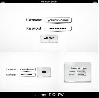 Abstract techno backgrounds with login forms and metal buttons Stock Vector