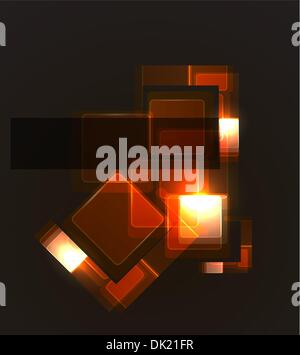 Abstract glowing squares on black Stock Vector