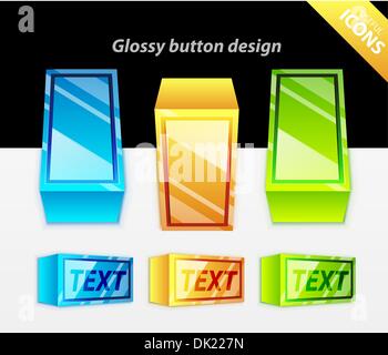 Color glossy rectangle switchers in three colors - blue, orange, green Stock Vector