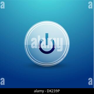 Power button web element made of glass circle Stock Vector