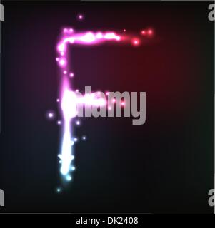 Vector alphabet. Neon letter Stock Vector