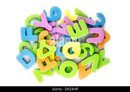 colorful alphabet letters on white background . Stock Photo