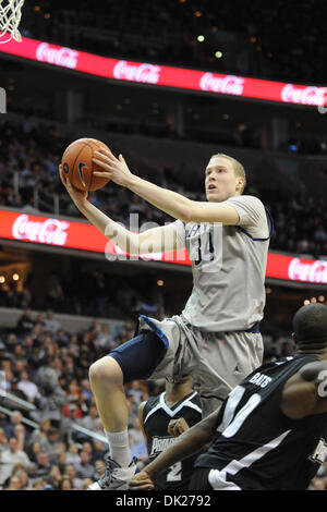 Feb. 5, 2011 - Washington, District of Columbia, United States of America - Georgetown Hoyas forward Nate Lubick (34) drives to the basket during the second half at Verizon Center. Georgetown Hoyas defeated Providence Frias 83-81. (Credit Image: © Carlos Suanes/Southcreek Global/ZUMAPRESS.com) Stock Photo