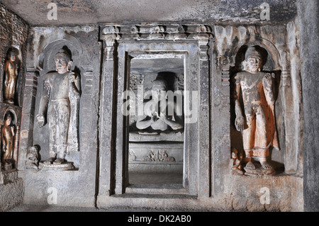 Indian Man Doing Meditation In Lotus Pose Near The Statue In Ancient Ajanta  Cave Near Aurangabad, Maharashtra, India Stock Photo, Picture and Royalty  Free Image. Image 53017743.