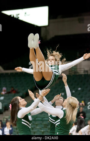 Feb. 12, 2011 - Cleveland, Ohio, U.S - Cleveland State Vikings cheerleaders entertain the fans during the game against Butler.  The Cleveland State Vikings defeated the Butler Bulldogs 69-64 at the Wolstein Center. (Credit Image: © Frank Jansky/Southcreek Global/ZUMAPRESS.com) Stock Photo