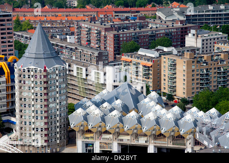 Aerial view of cube houses in Rotterdam Stock Photo
