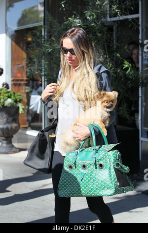 Petra Ecclestone leaving an office building Beverly Hills carrying her Pomeranian puppy Los Angeles California - 10.04.12 Stock Photo