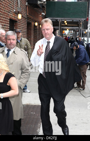 Larry Bird Celebrities arrive at Ed Sullivan Theater for 'The Late Show with David Letterman' New York City USA - 11.04.12 Stock Photo