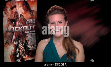 Maggie Grace promotes her new movie 'Lockout' during an interview