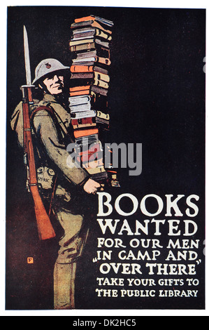 Books wanted for our Men in camp and ‘ Over There’ Poster of the American Association of Libraries Stock Photo