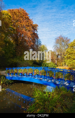 Blue Bridge in Fuerst-Pueckler-Park, Bad Muskau, Saxonia, Germany Stock Photo