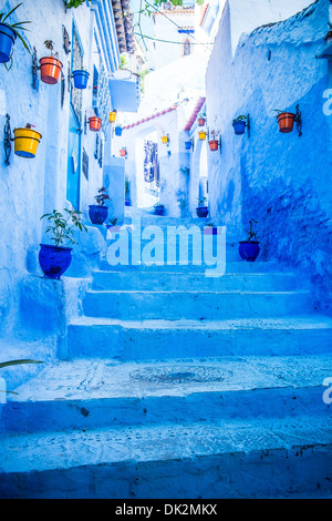 The beautiful blue medina of Chefchaouen in Morocco Stock Photo