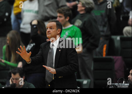 Feb. 19, 2011 - Fort Collins, Colorado, United States of America - UNLV head coach Lon Kruger during the game. The UNLV Runnin' Rebels defeated the Colorado State Rams by a score of 68-61in a Mountain West conference matchup at Moby Arena. (Credit Image: © Andrew Fielding/Southcreek Global/ZUMAPRESS.com) Stock Photo