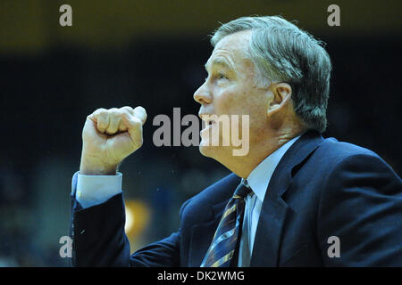 Feb. 20, 2011 - Berkeley, California, U.S - Cal head coach Mike Montgomery directs his team during the NCAA basketball game between the UCLA Bruins and the California Golden Bears at Haas Pavilion. Cal held off UCLA 76-72 in overtime. (Credit Image: © Matt Cohen/Southcreek Global/ZUMAPRESS.com)