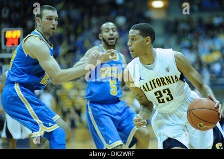 Feb. 20, 2011 - Berkeley, California, U.S - California Golden Bears guard Allen Crabbe (23) looks for an opening in the UCLA defense during the NCAA basketball game between the UCLA Bruins and the California Golden Bears at Haas Pavilion. Cal held off UCLA 76-72 in overtime. (Credit Image: © Matt Cohen/Southcreek Global/ZUMAPRESS.com)