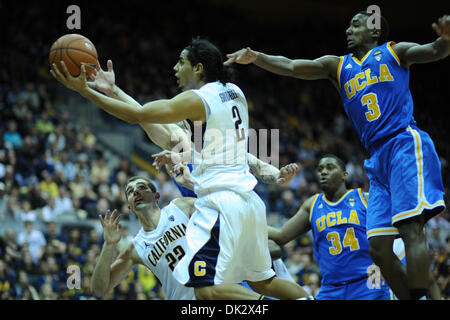 Feb. 20, 2011 - Berkeley, California, U.S - California Golden Bears guard Jorge Gutierrez (2) cuts through the UCLA defense during overtime of the NCAA basketball game between the UCLA Bruins and the California Golden Bears at Haas Pavilion. Cal held off UCLA 76-72 in overtime. (Credit Image: © Matt Cohen/Southcreek Global/ZUMAPRESS.com)