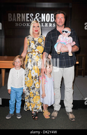 Tori Spelling husband Dean McDermott and children Liam Stella and Hattie Tori Spelling book signing for her new book Stock Photo