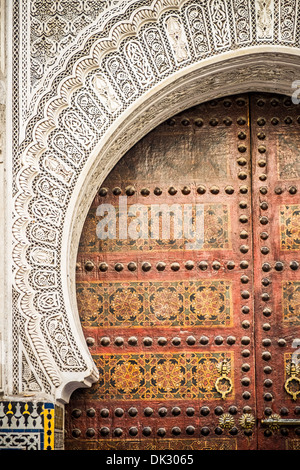 Typical architecture of moroccan door in Marrakech Stock Photo