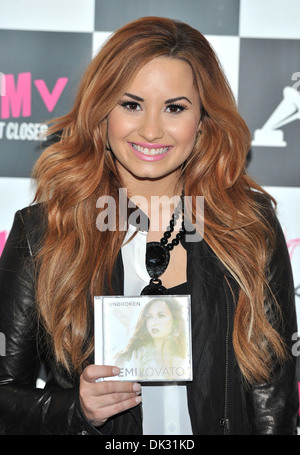 Demi Lovato signs copies of her new album 'Unbroken' at HMV Oxford Circus London England - 03.04.12 Stock Photo