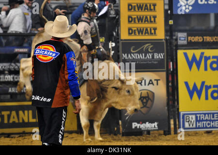 Feb. 21, 2011 - Arlington, Texas, USA - February 19, 2011: A rodeo clown during the PBR Dickies Iron Cowboy Invitational II presented by WinStar World Casino at Cowboys Stadium in Arlington,TX. (Credit Image: © Patrick Green/Southcreek Global/ZUMAPRESS.com) Stock Photo