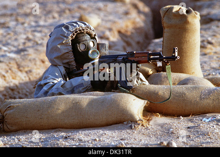 Soldier in a Soviet gas mask in the dark, gas mask, gas attack Stock ...