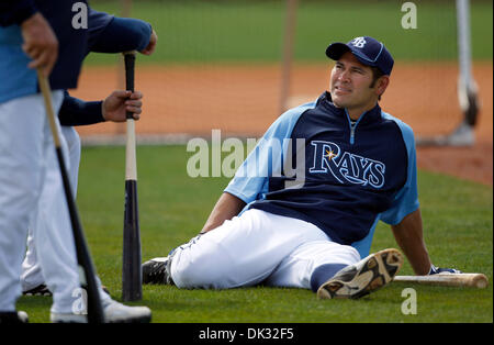 Feb. 22, 2011 - Port Charlotte, FL - DIRK SHADD   |  Times .OT 334882 SHAD RAYS 09 (02/22/11 PORT CHARLOTTE)  Tampa Bay Rays outfielder Johnny Damon (22) talks with his teammates while stretching on the field during drills at Rays Spring Training at the Charlotte Sports Park, 2300 El Jobean Road in Port Charlotte Tuesday morning. (02/22/11). [DIRK SHADD, Times] (Credit Image: © St. Stock Photo