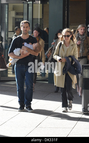 Natalie Portman spotted with husband Benjamin Millepied and son Aleph leaving Juilliard & SAB Cafe in Manhattan New York City Stock Photo