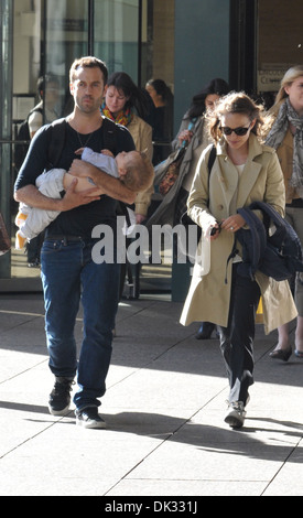 Natalie Portman spotted with husband Benjamin Millepied and son Aleph leaving Juilliard & SAB Cafe in Manhattan New York City Stock Photo