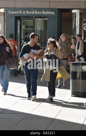 Natalie Portman spotted with husband Benjamin Millepied and son Aleph leaving Juilliard & SAB Cafe in Manhattan New York City Stock Photo