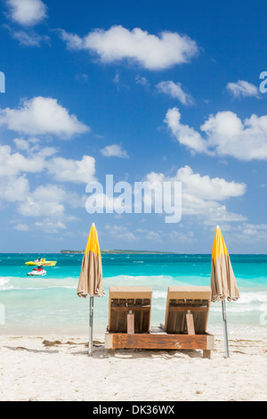 Chairs on the beach, St Maarten Stock Photo