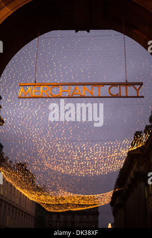 Merchant City sign in Royal Exchange Square, Glasgow, Scotland Stock Photo