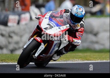 Feb. 26, 2011 - Phillip Island, Victoria, Australia - Carlos Checa (ESP) riding the Ducati 1098R (7) of the Althea Racing Team during Superpole qualifying for round one of the 2011 FIM Superbike World Championship at Phillip Island, Australia. (Credit Image: © Sydney Low/Southcreek Global/ZUMAPRESS.com) Stock Photo