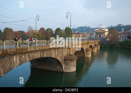Ponte Vittorio Emanuele I bridge and River Po central Turin Piedmont region Italy Europe