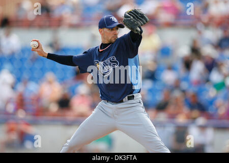 Mar. 2, 2011 - Dunedin, Florida, U.S - Tampa Bays Rays pitcher Chris Bootcheck (78) winds up for a pitch during a Grapefruit League Spring Training Game at the Florida Auto Exchange Stadium. The Toronto Blue Jays beat Tampa Bay Rays 5-4. (Credit Image: © Luke Johnson/Southcreek Global/ZUMApress.com) Stock Photo