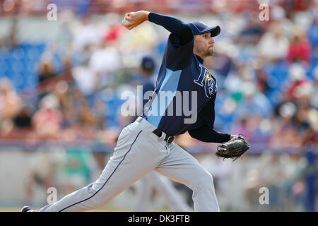 Mar. 2, 2011 - Dunedin, Florida, U.S - Tampa Bays Rays pitcher Chris Bootcheck (78) winds up for a pitch during a Grapefruit League Spring Training Game at the Florida Auto Exchange Stadium. The Toronto Blue Jays beat Tampa Bay Rays 5-4. (Credit Image: © Luke Johnson/Southcreek Global/ZUMApress.com) Stock Photo