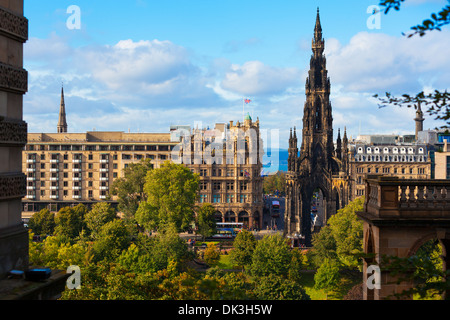 Scott Monument across Princes Street Gardens, Edinburgh Stock Photo