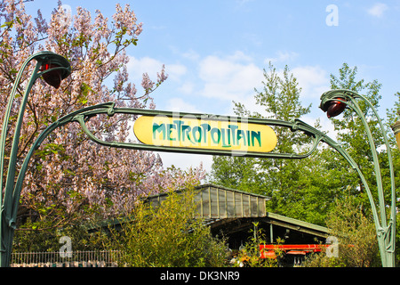 Paris Metro Sign - Metro Sign for Subway Transportation in Paris, France Stock Photo