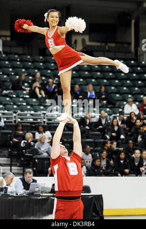 Mar. 10, 2011 - St. Charles, Missouri, U.S - Bradley cheerleaders perform during a time out in the second half of the opening game of the MVC tournament. (Credit Image: © Richard Ulreich/Southcreek Global/ZUMApress.com) Stock Photo
