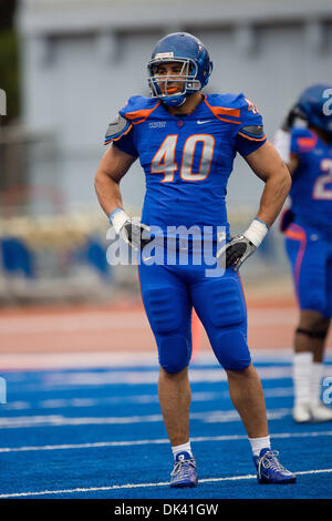 Mar. 16, 2011 - Boise, Idaho, U.S - Boise State Broncos defensive end Tyrone Crawford during the annual Boise State Blue and Orange spring game in Bronco Stadium. (Credit Image: © Stanley Brewster/Southcreek Global/ZUMAPRESS.com) Stock Photo