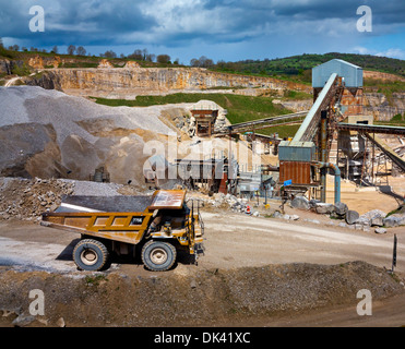 Dene Quarry Cromford Derbyshire England UK operated by Tarmac to produce crushed rock aggregates for roadstone and concrete Stock Photo