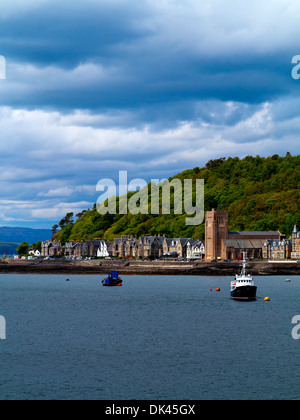 View from the sea towards Oban a coastal resort in Argyll and Bute on the west coast of Scotland UK Stock Photo