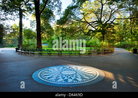 'Imagine' - the John Lennon Memorial mosaic in Strawberry Fields inside Central Park, New York City USA Stock Photo