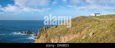The cliffs at Lands End in Cornwall, the most westerly point in England Stock Photo