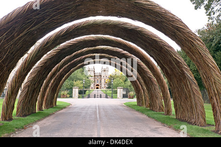 Six willow arches in front of Windsor castle, diamond jubilee of Queen Elizabeth II. Stock Photo