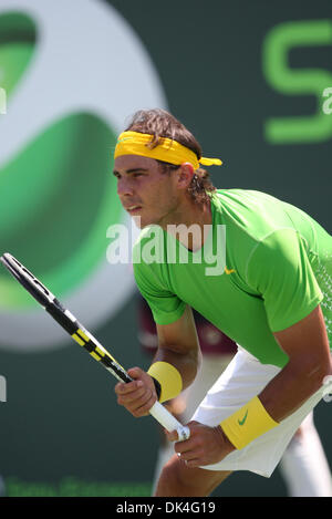 Apr. 3, 2011 - Kay Biscayne, Florida, U.S - No.1 Rafael Nadal (ESP) during the men's Finals match of the 2011 Sony Ericsson Open at Crandon Park Tennis Center in Key Biscayne, Florida. (Credit Image: © Luis Blanco/Southcreek Global/ZUMApress.com) Stock Photo