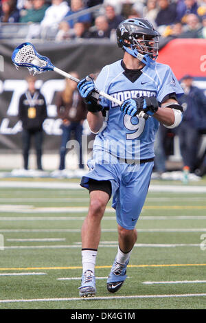 Apr. 3, 2011 - East Rutherford, New Jersey, U.S - Johns Hopkins Blue Jays midfielder JOHN GREELEY (9) in lacrosse action against the North Carolina Tar Heels during the Konica Minolta Big City Classic at The New Meadowlands Stadium. Johns Hopkins defeated UNC 10-9. (Credit Image: © Debby Wong/Southcreek Global/ZUMAPRESS.com) Stock Photo